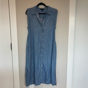 Banana Republic Blue Denim Buttoned Midi Sundress Large